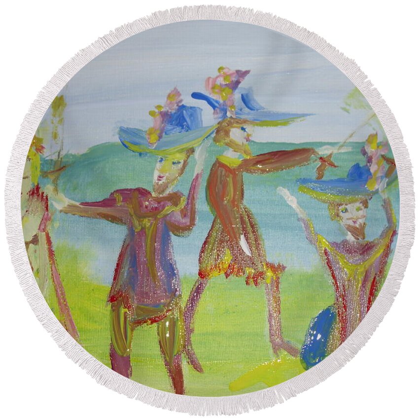 Charm Round Beach Towel featuring the painting Oh so charming by Judith Desrosiers