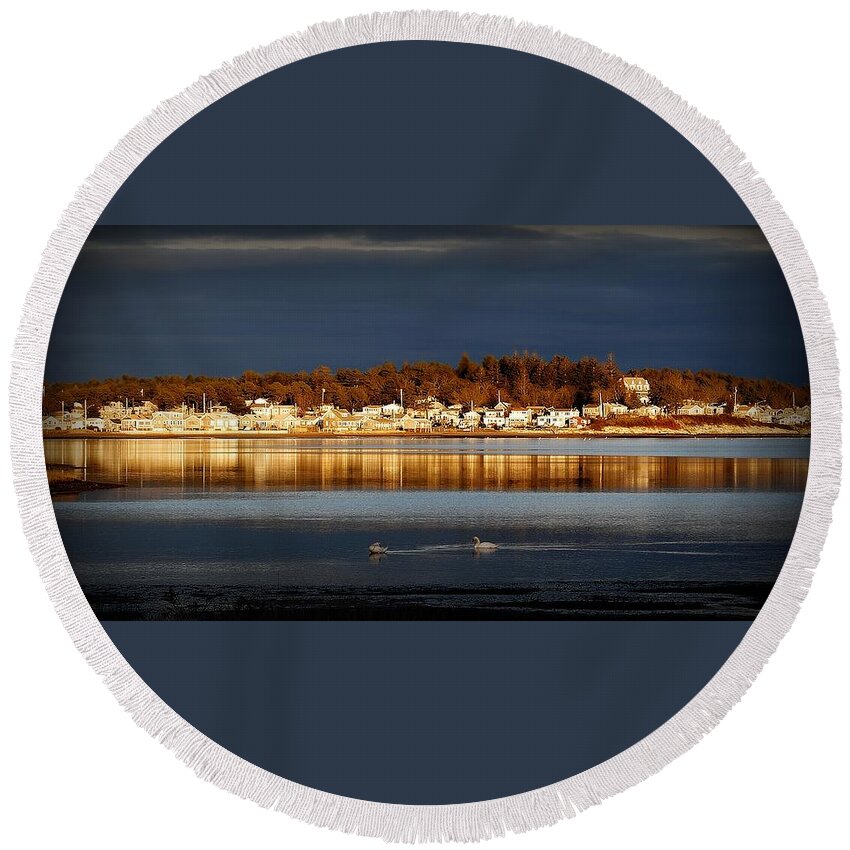 Marsh Round Beach Towel featuring the photograph Onset Storm by Marysue Ryan