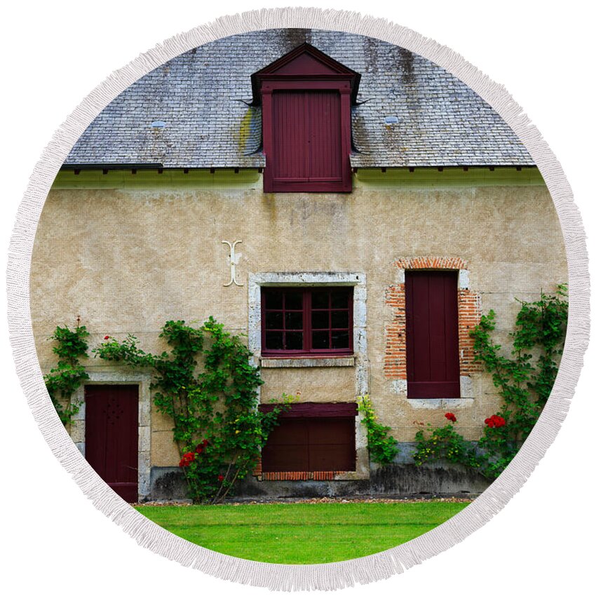Outbuildings Round Beach Towel featuring the photograph Outbuildings of Chateau Cheverny by Louise Heusinkveld