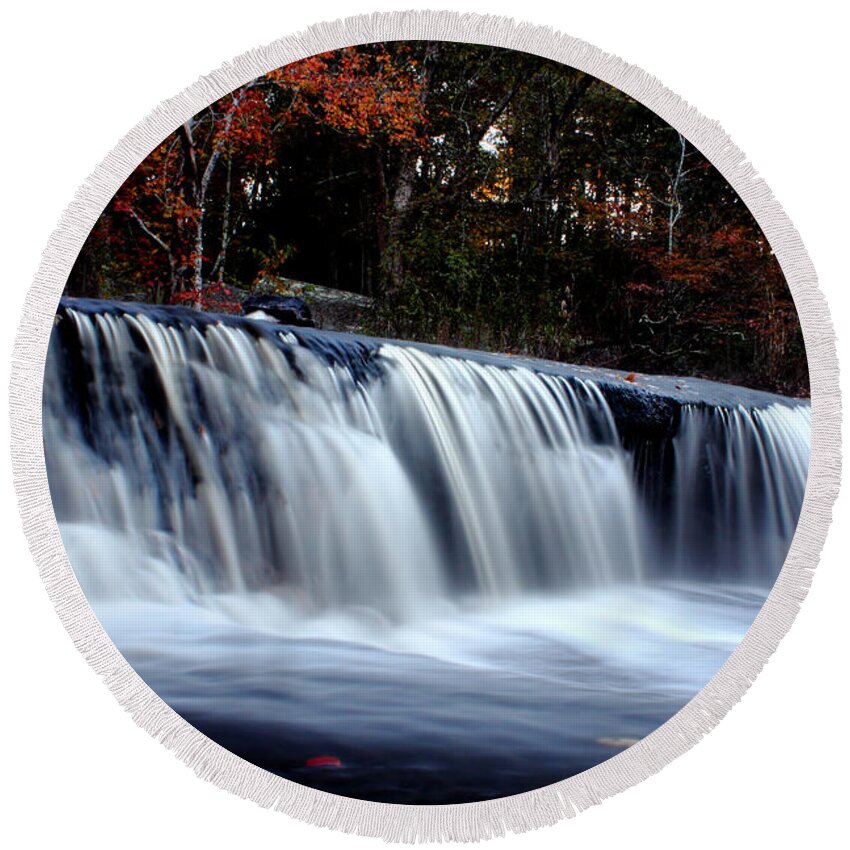 Apacheco Round Beach Towel featuring the photograph Over The Falls by Andrew Pacheco
