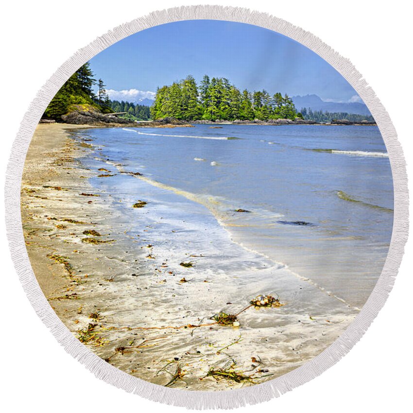 Pacific Round Beach Towel featuring the photograph Pacific ocean coast on Vancouver Island 2 by Elena Elisseeva