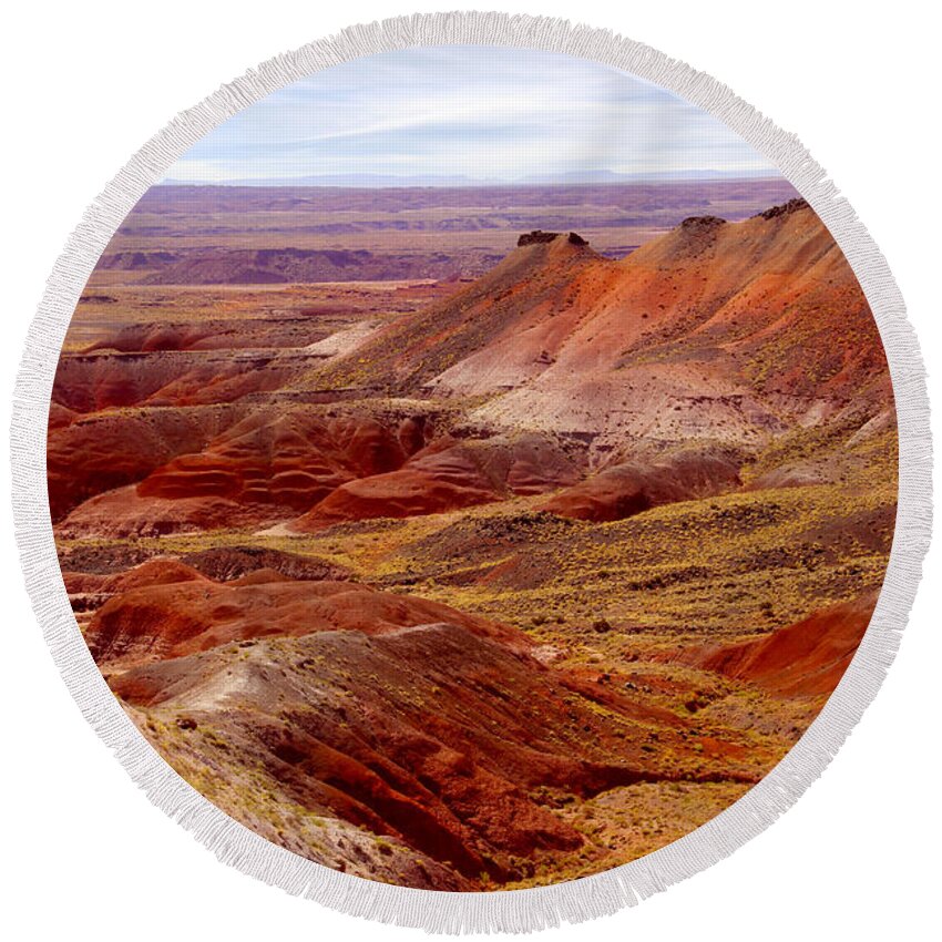 Painted Desert Round Beach Towel featuring the photograph Painted Desert by Mike McGlothlen