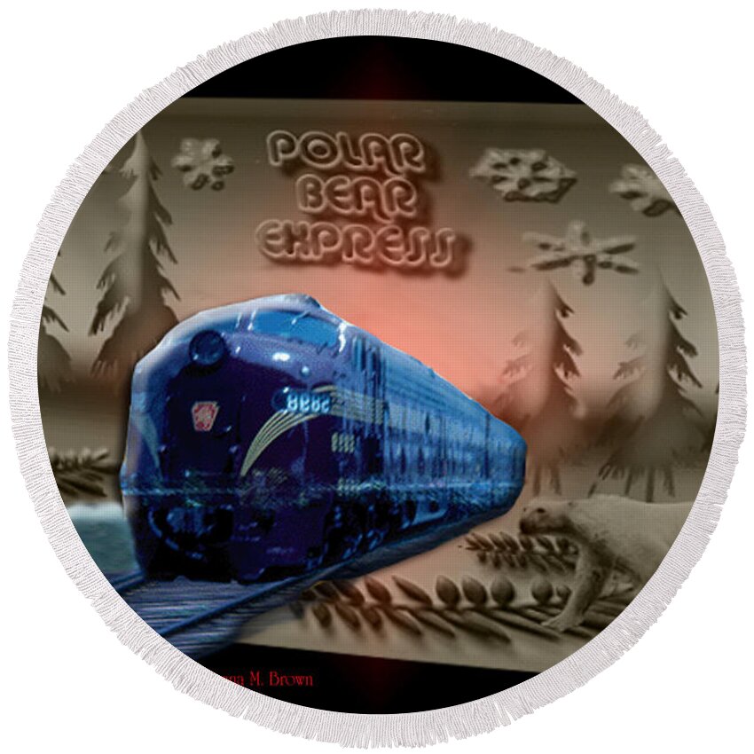 Trees Round Beach Towel featuring the photograph Polar Bear Express by Donna Brown