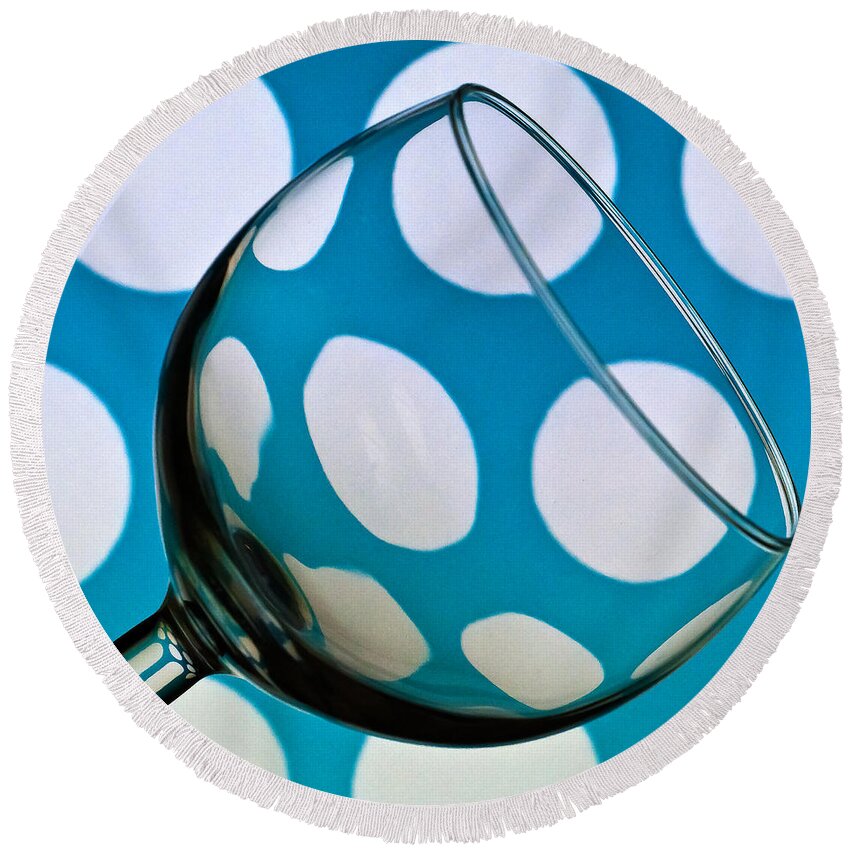 Polka Dots Round Beach Towel featuring the photograph Polka Dot Glass by Steve Purnell