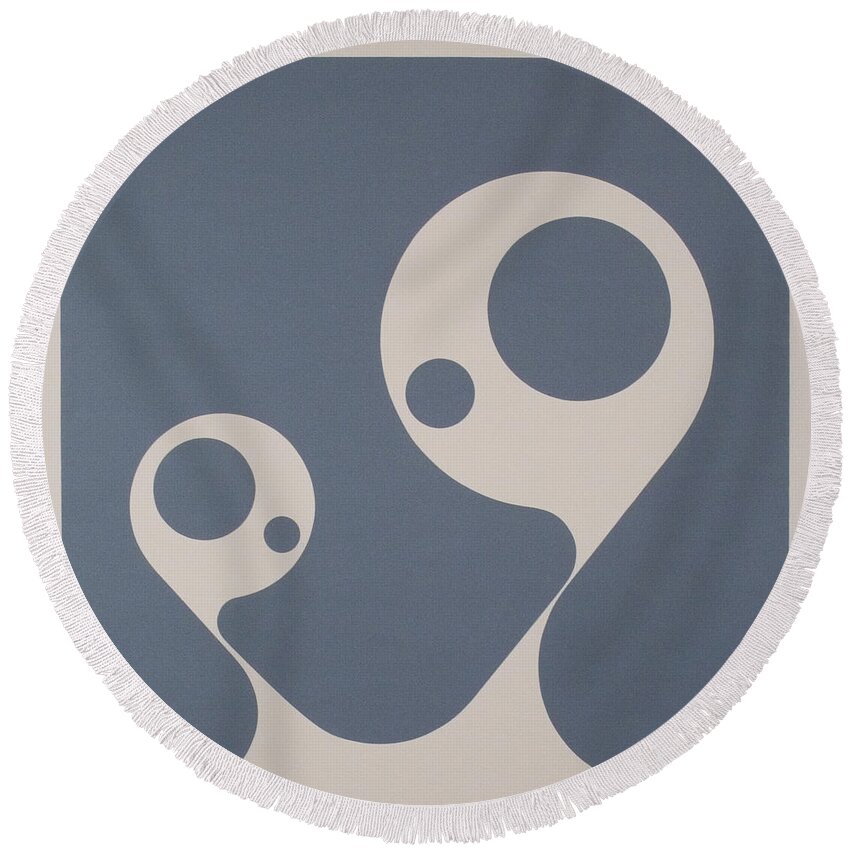 Abstract Round Beach Towel featuring the painting Positive Rotation by James Hamilton