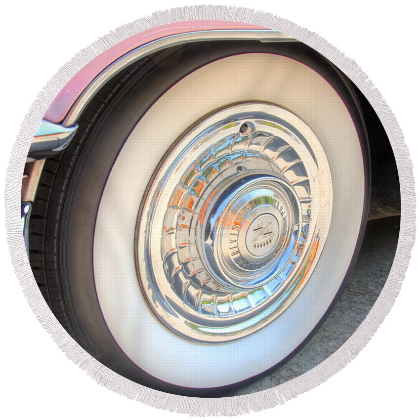 Cadillac Round Beach Towel featuring the photograph Pretty In Pink by Anthony Wilkening
