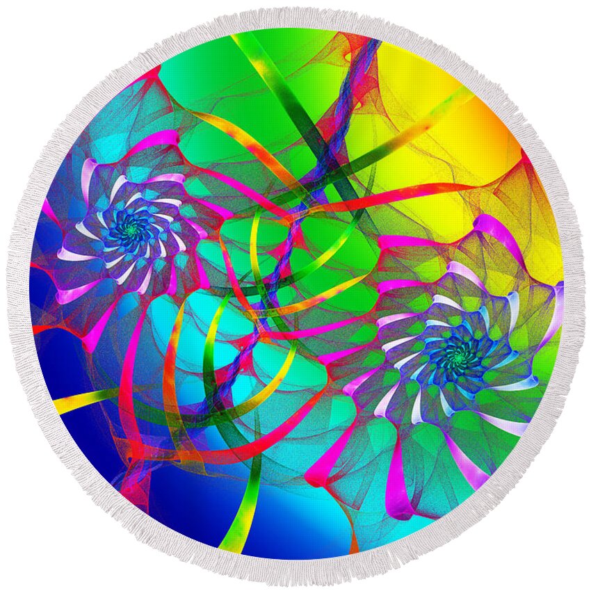  Fractal Round Beach Towel featuring the digital art Rainbow Eyes by Andee Design