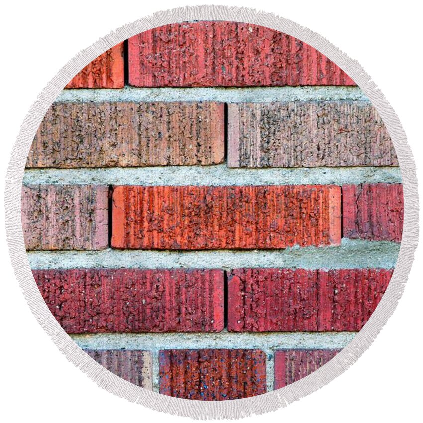 Wall Round Beach Towel featuring the photograph Red Brick Wall by Henrik Lehnerer