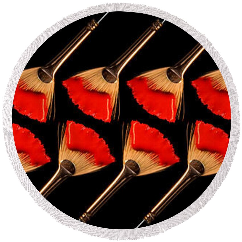 Brush Round Beach Towel featuring the photograph Red Fan Dance by Andee Design