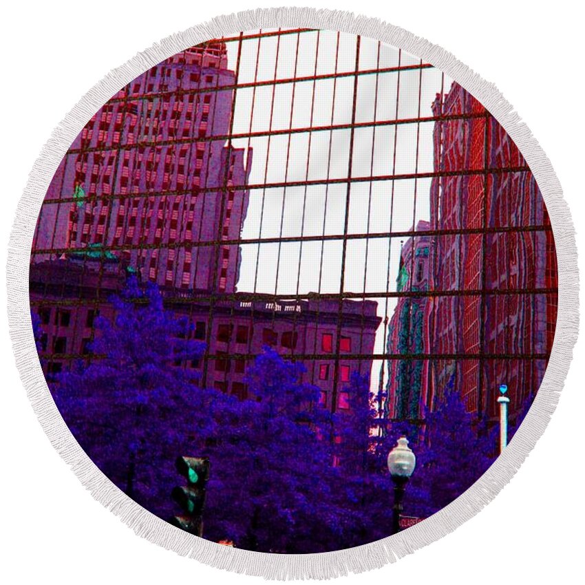 Boston Round Beach Towel featuring the photograph Reflecting on Boston by Julie Lueders 