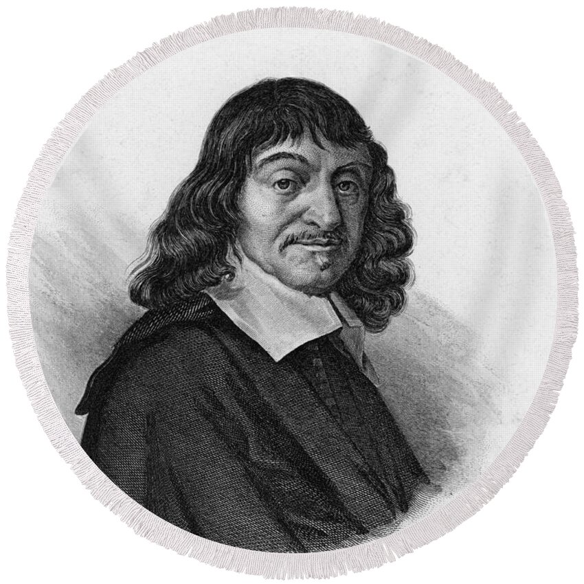 People Round Beach Towel featuring the photograph Rene Descartes, French Polymath by Science Source