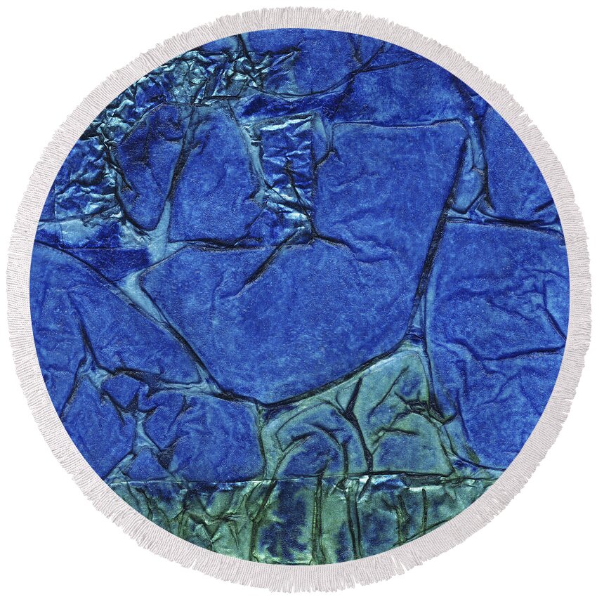 Abstract Round Beach Towel featuring the mixed media Rhapsody of Colors 49 by Elisabeth Witte