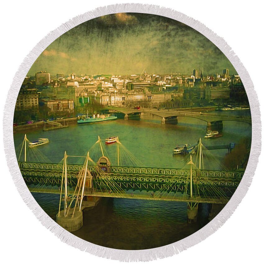 Architecture Round Beach Towel featuring the photograph River Thames by Svetlana Sewell