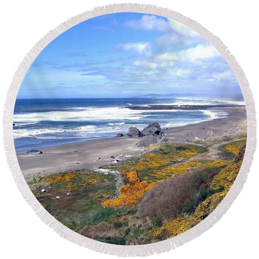 Sand And Sea Round Beach Towel featuring the photograph Sand And Sea 15 by Will Borden