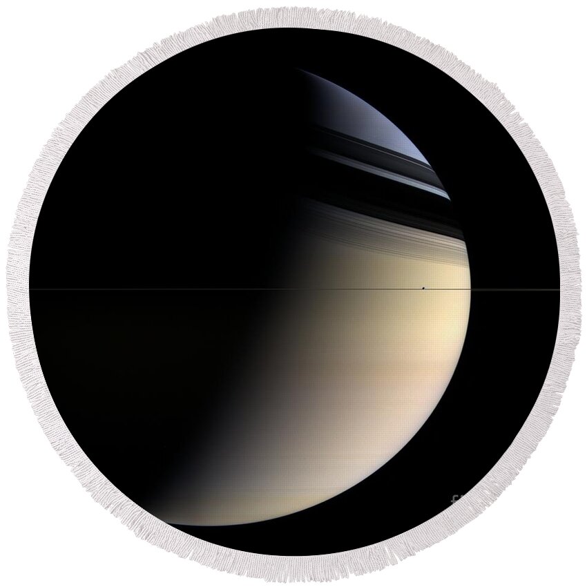 Saturn Round Beach Towel featuring the photograph Saturn by NASA/Science Source