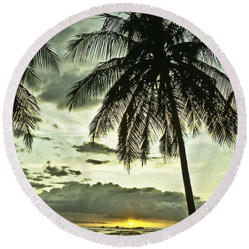 Landscape Round Beach Towel featuring the photograph Scenic evening by Heiko Koehrer-Wagner