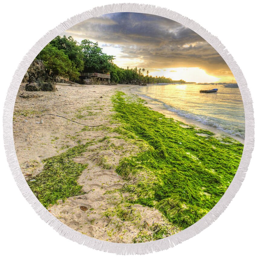 Yhun Suarez Round Beach Towel featuring the photograph Sea Weed Coast 2.0 by Yhun Suarez