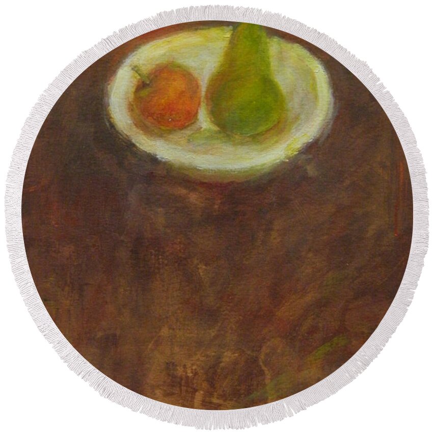 Fruit Round Beach Towel featuring the painting Side by side by Kathleen Grace