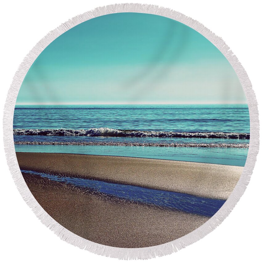 Sylt Round Beach Towel featuring the photograph Silent Sylt - Vintage by Hannes Cmarits