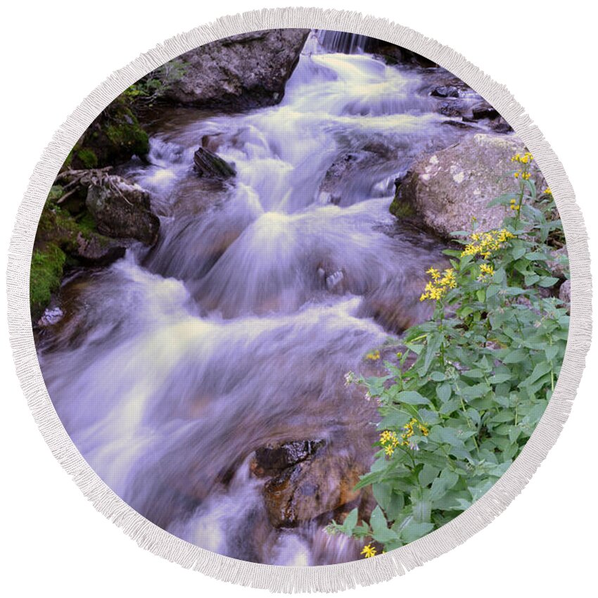 Nature Round Beach Towel featuring the photograph Silky Stream by Zawhaus Photography