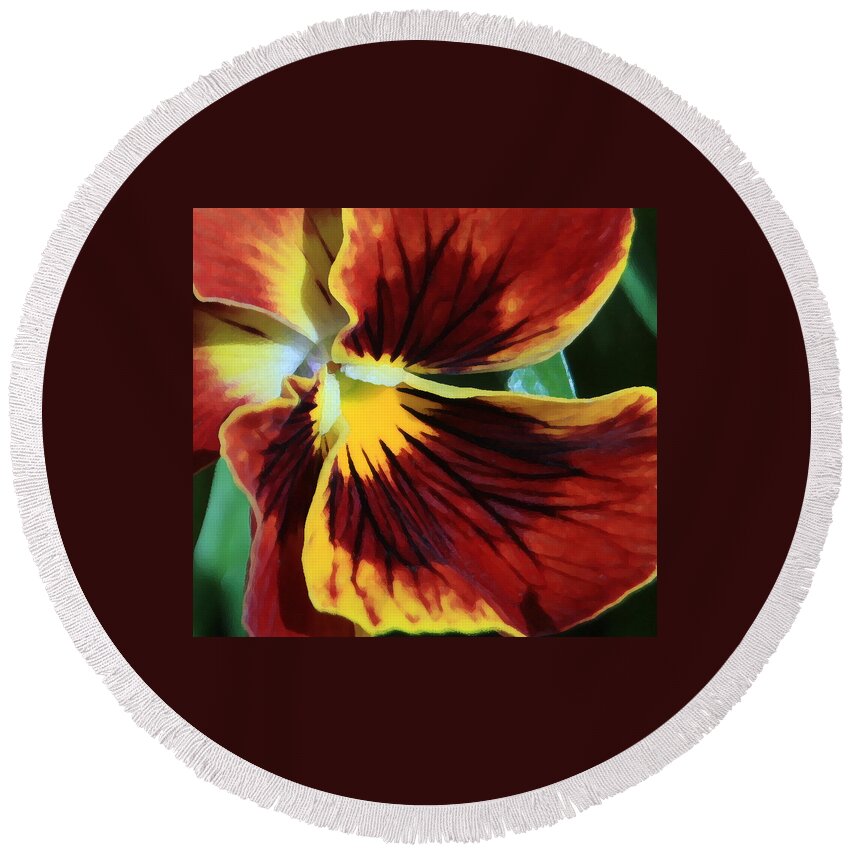 Floral Round Beach Towel featuring the photograph Single Pansy by Donna Corless