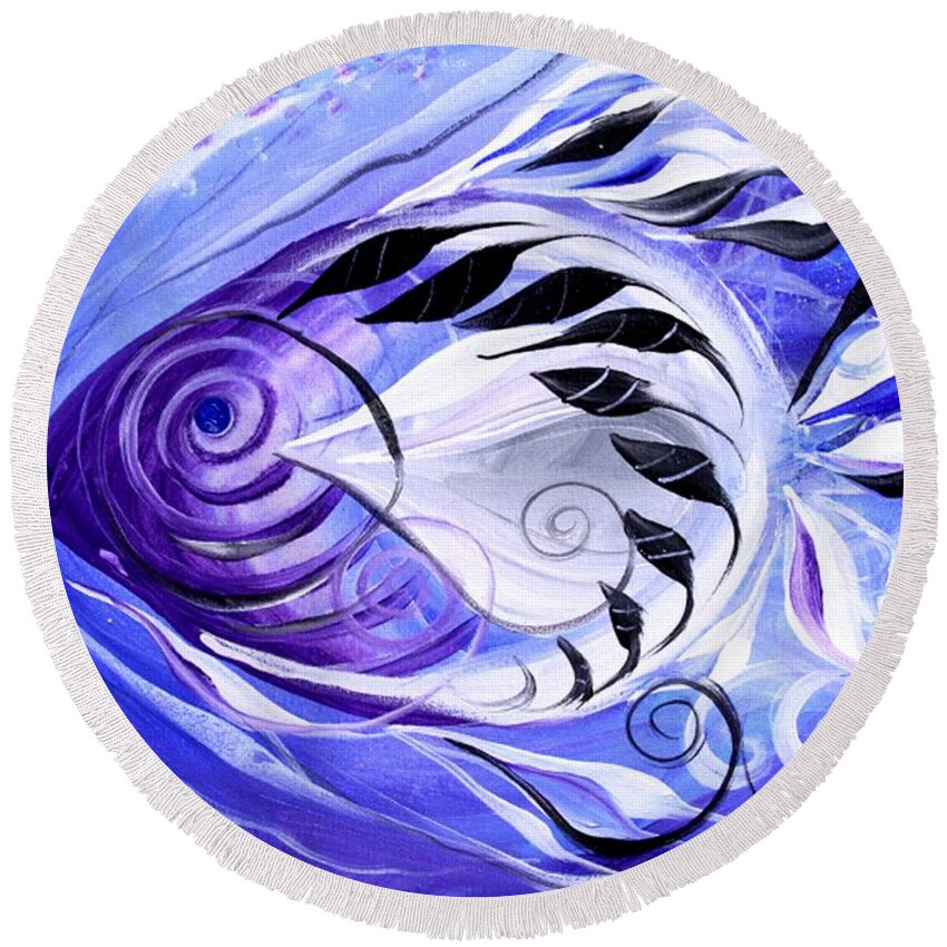 Fish Paintings Round Beach Towel featuring the painting Singularis by J Vincent Scarpace