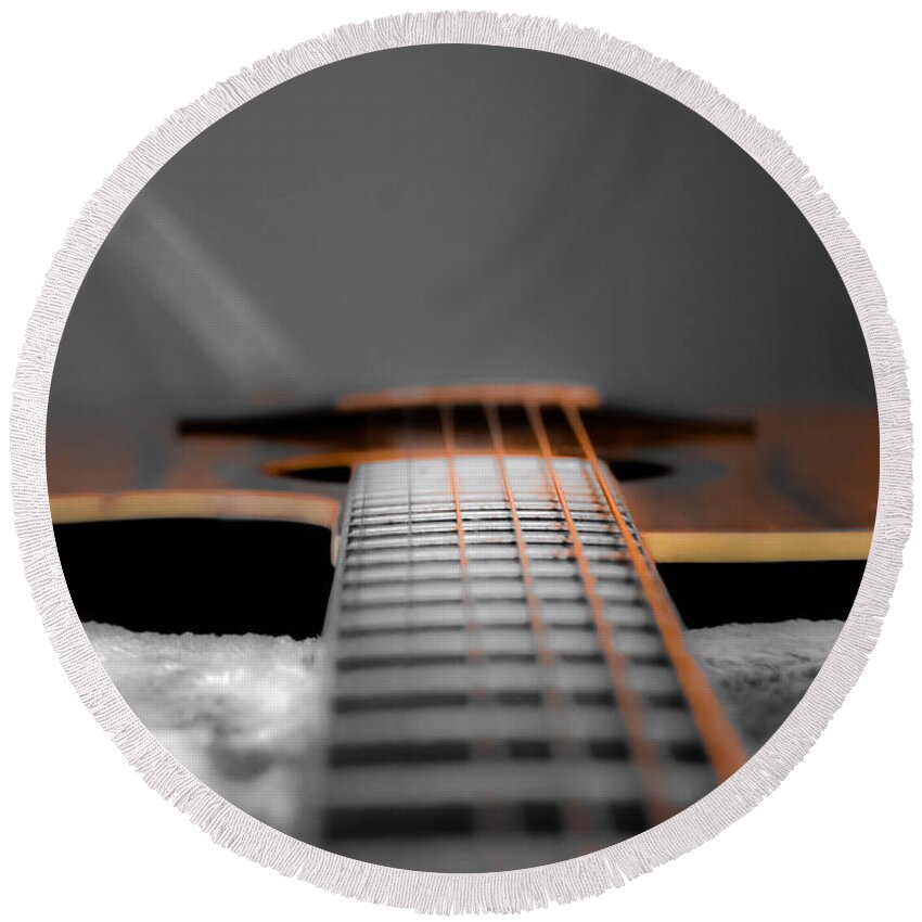 Guitar Round Beach Towel featuring the photograph Six String by Shannon Harrington