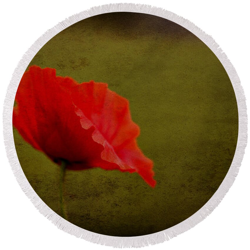 Poppies Round Beach Towel featuring the photograph Solitary Poppy. by Clare Bambers