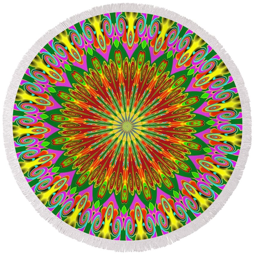 Tile Round Beach Towel featuring the digital art Spanish Tile by Alec Drake