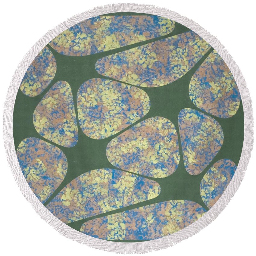 Abstract Round Beach Towel featuring the painting Spring by James Hamilton