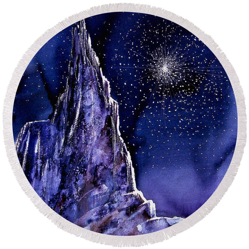 Star Round Beach Towel featuring the painting Starscape by Frank SantAgata