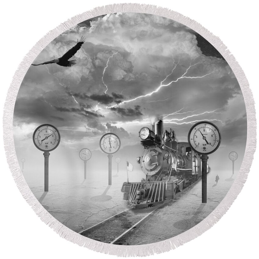 Steampunk Round Beach Towel featuring the photograph Steampunk Traveler by Keith Kapple