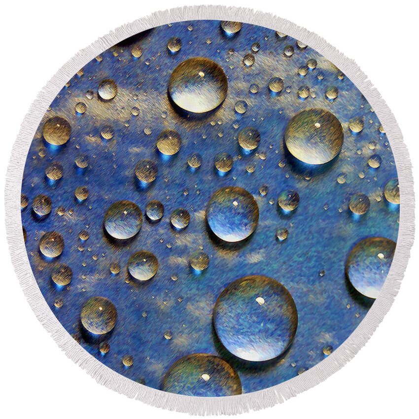 Water Round Beach Towel featuring the painting Still Rain by Paul Topp