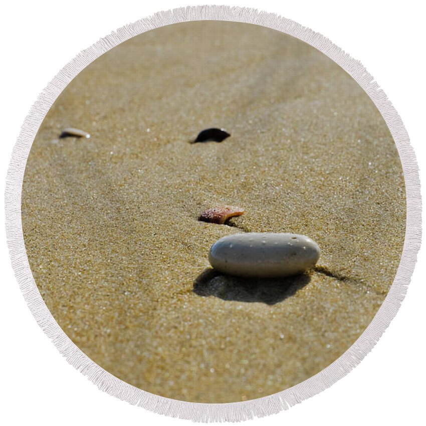 Mediterranean Round Beach Towel featuring the photograph Stones in the sand by Michael Goyberg