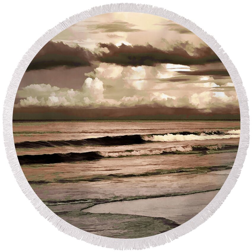 Impressionism Round Beach Towel featuring the photograph Summer Afternoon At The Beach by Steven Sparks
