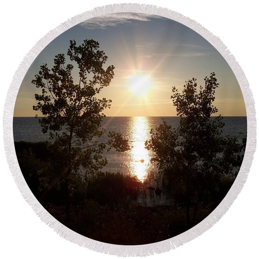 Nature Round Beach Towel featuring the photograph Sunset at the Point by Michelle Miron-Rebbe