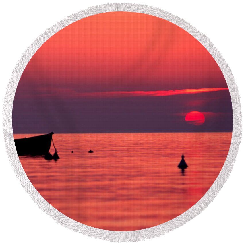 Blue Round Beach Towel featuring the photograph Sunset in Elba Island by Luciano Mortula