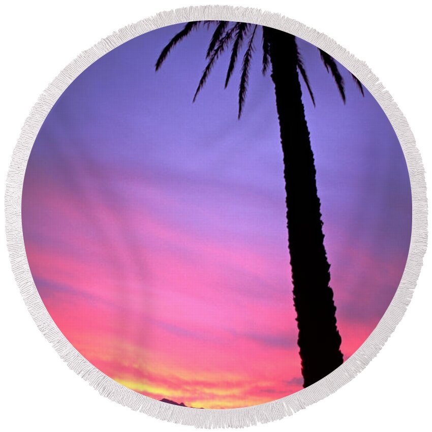 Afterglow Round Beach Towel featuring the photograph Sunset by Luciano Mortula