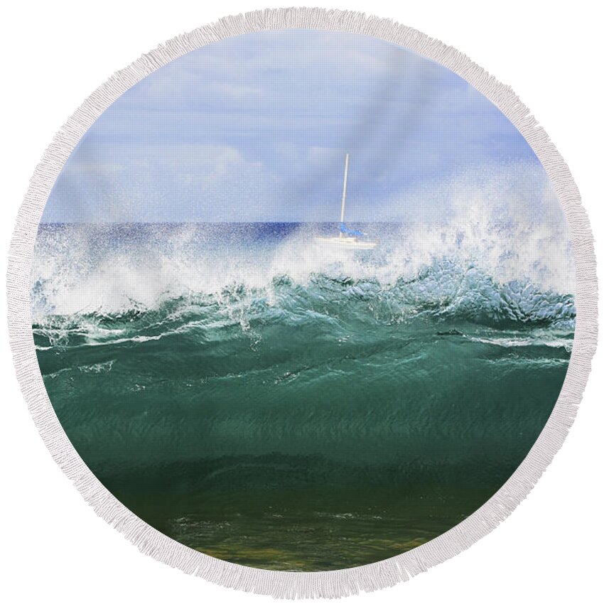 Surf Round Beach Towel featuring the photograph Surf's Up by Marilyn Hunt