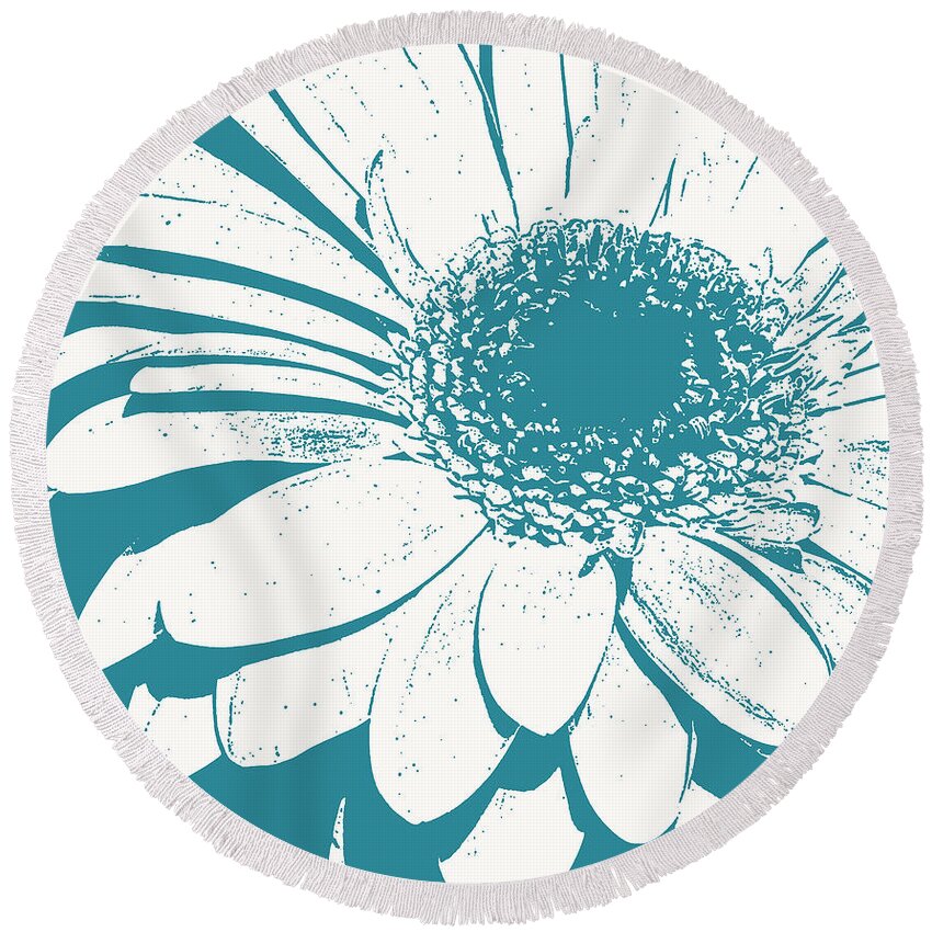 Flower Round Beach Towel featuring the photograph Teal decorator Gerbera by Jim And Emily Bush