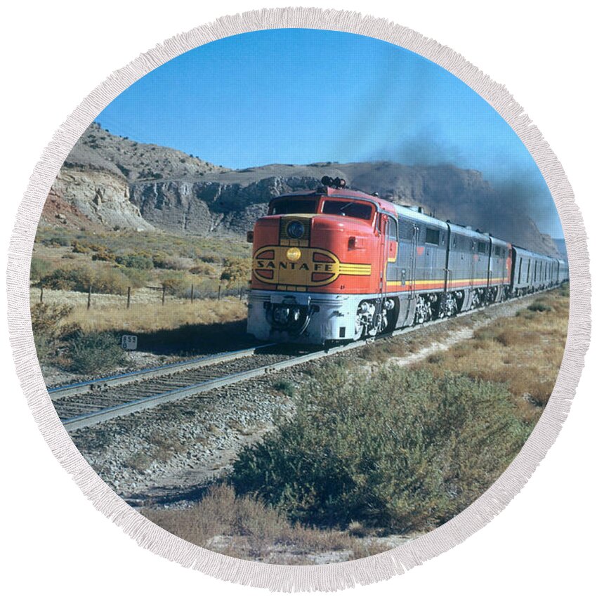 The Chief Round Beach Towel featuring the photograph The Chief Train by Photo Researchers, Inc.