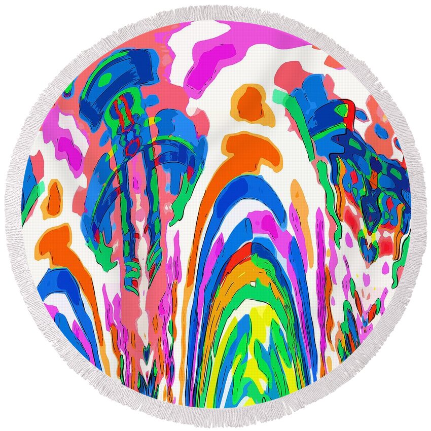 Fountain Round Beach Towel featuring the digital art The Colors Fountain by Alec Drake