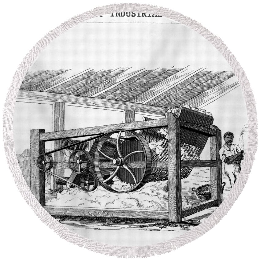 Cotton Gin Round Beach Towel featuring the photograph The Cotton Gin by Photo Researchers