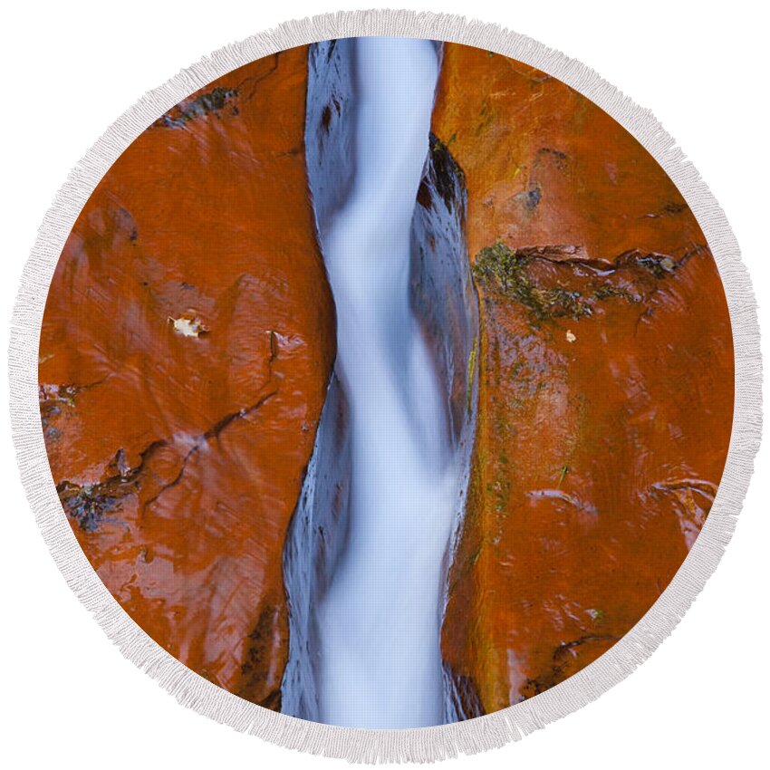 Water Photography Round Beach Towel featuring the photograph The Crack by Keith Kapple