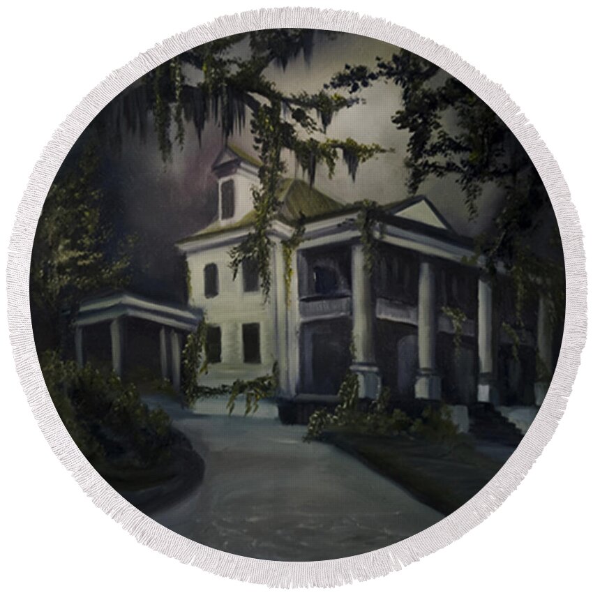 Ruins Round Beach Towel featuring the painting The Dark Plantation by James Hill