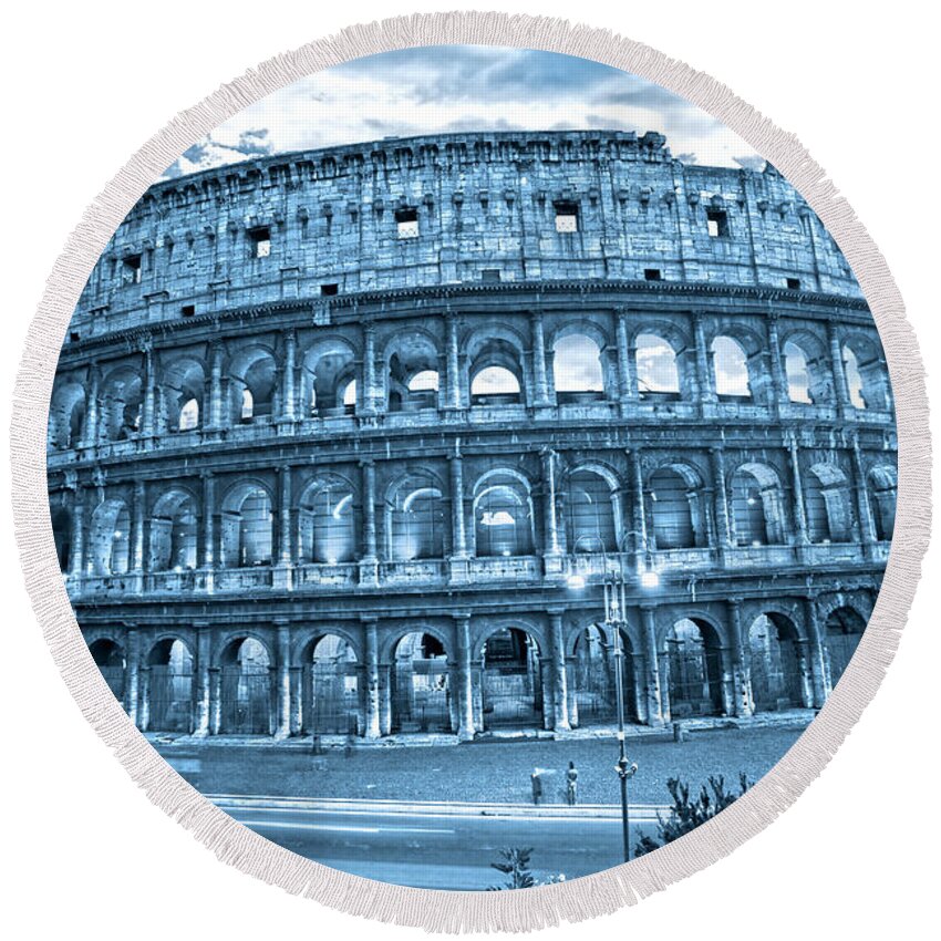 Column Round Beach Towel featuring the photograph The Majestic Coliseum by Luciano Mortula