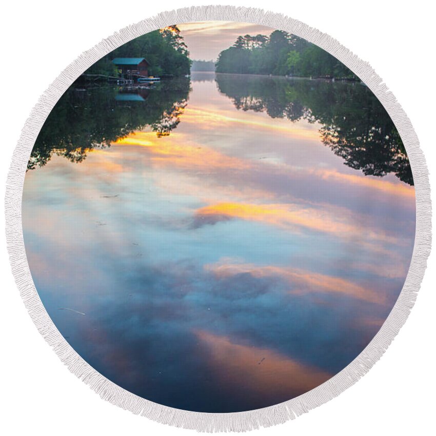 Reflections Round Beach Towel featuring the photograph The Mirror by Shannon Harrington