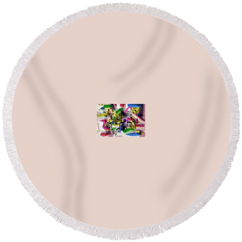 Abstract Round Beach Towel featuring the digital art The Music In Me by Alec Drake