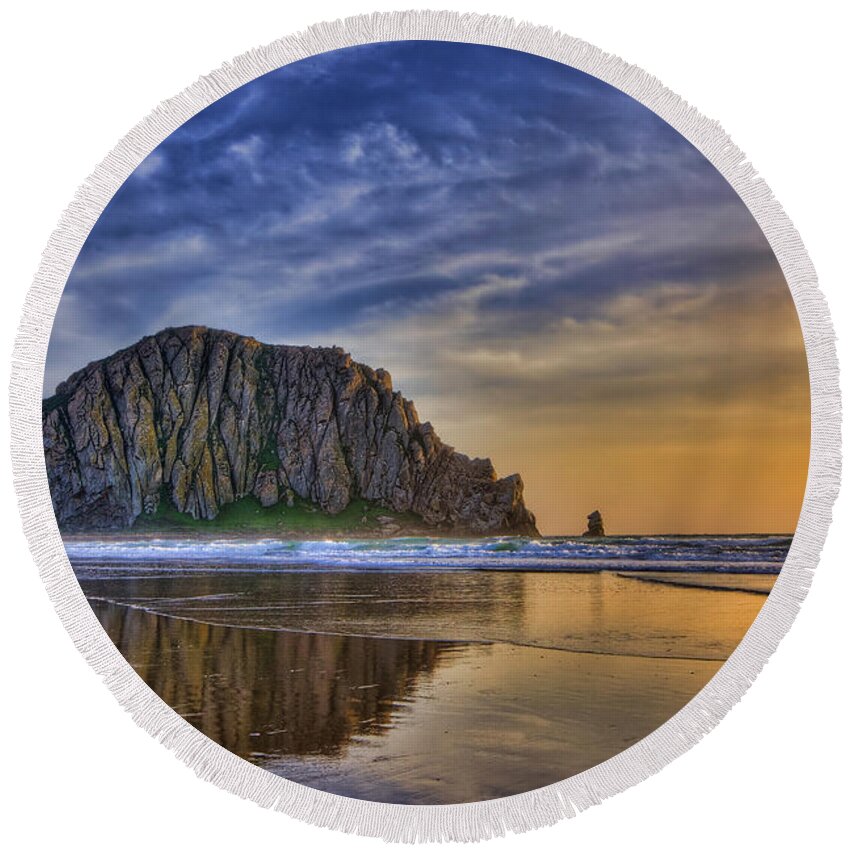 Sunset Round Beach Towel featuring the photograph The Rock by Beth Sargent