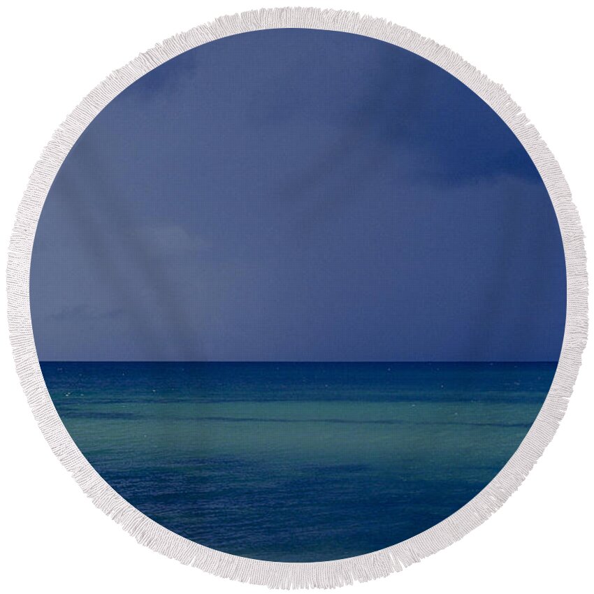 Ocean Round Beach Towel featuring the photograph The Weather is changing by Heiko Koehrer-Wagner